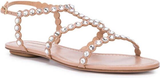 Aquazzura Tequila crystal-embellished sandals Neutrals