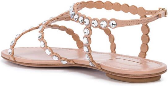Aquazzura Tequila crystal-embellished sandals Neutrals