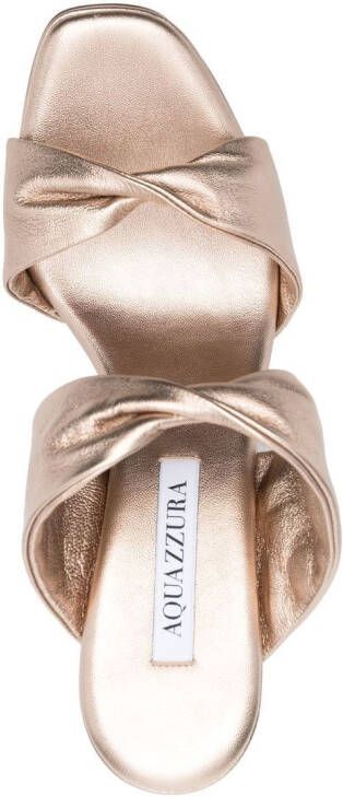 Aquazzura twist-strap metallic wedge sandals Gold