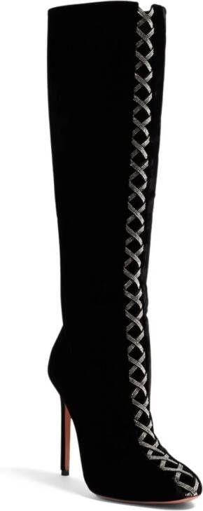 Aquazzura Wild Desire 105mm velvet boots Black