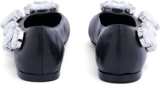 AREA crystal-embellished ballerina shoes Black