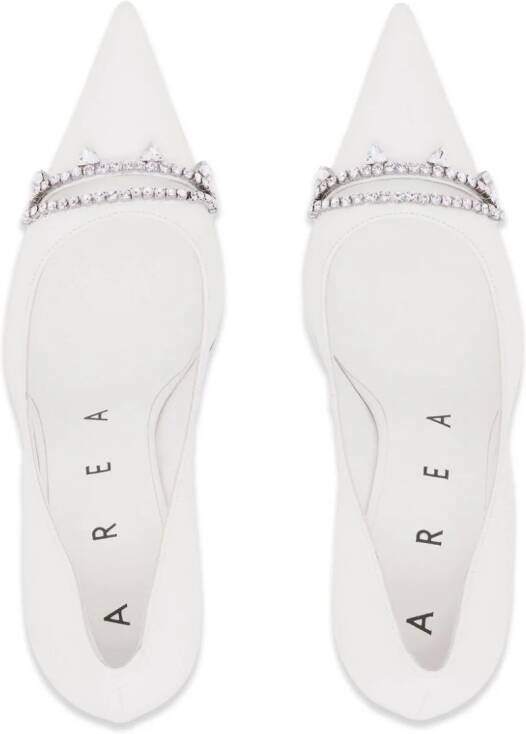 AREA crystal-embellished stiletto pumps White