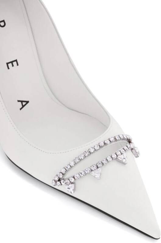 AREA crystal-embellished stiletto pumps White
