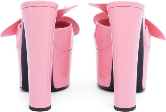 AREA floral-appliqué platform mules Pink