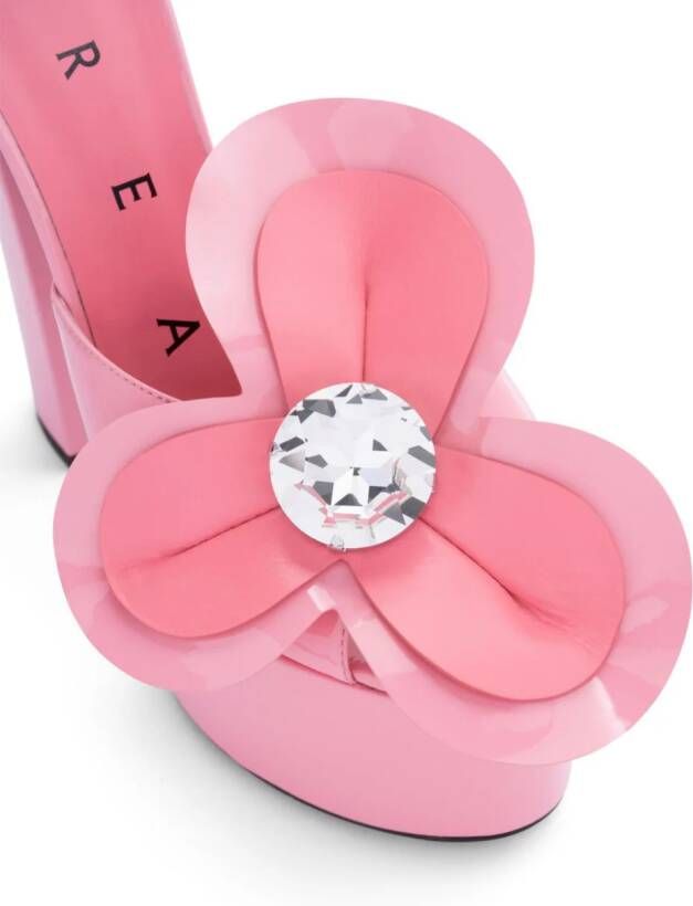 AREA floral-appliqué platform mules Pink