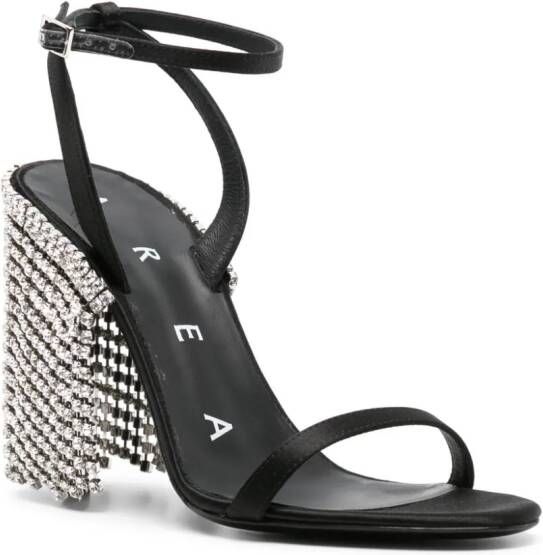 AREA rhinestone-chainmail satin sandals Black