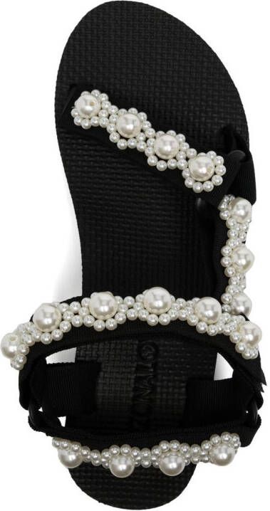 Arizona Love peal-embellished touch-strap sandals Black