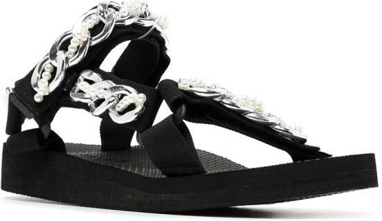Arizona Love pearl chain detailed sandals Black