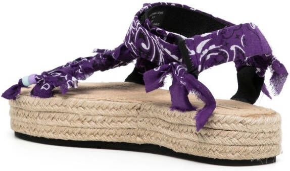 Arizona Love Trekky bandana-print raffia sandals Purple