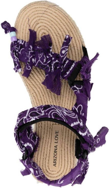 Arizona Love Trekky bandana-print raffia sandals Purple