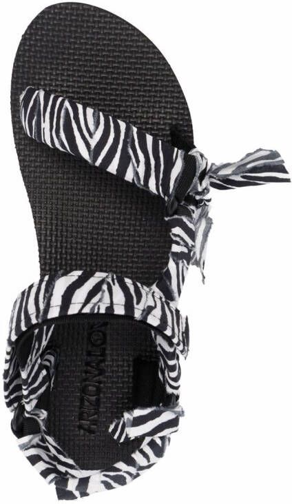 Arizona Love Trekky zebra-print gauze sandals Black