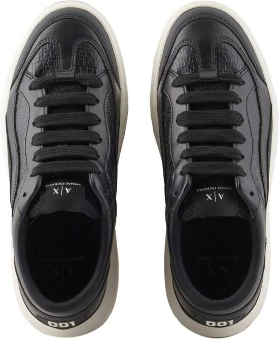 Armani Exchange logo-embossed panelled sneakers Black