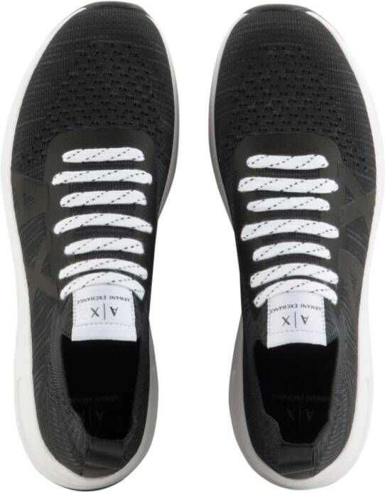 Armani Exchange logo-jacquard knitted sneakers Black