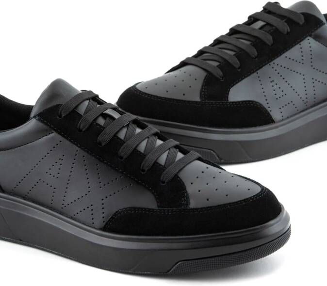 Armani Exchange logo-perforated lace-up sneakers Black