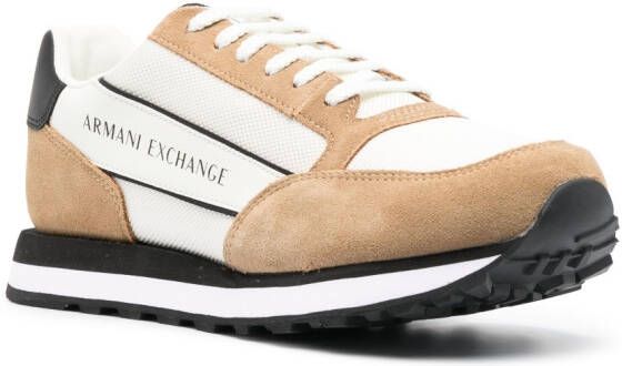 Armani Exchange panelled logo-print sneakers Neutrals