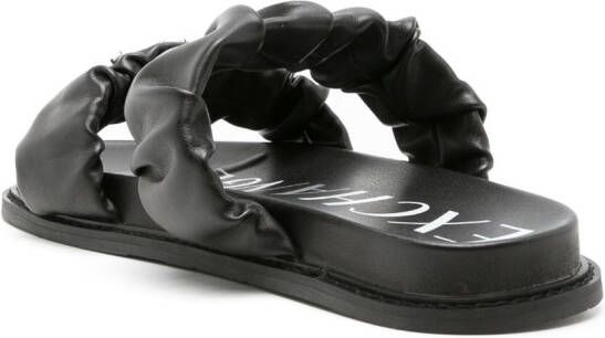 Armani Exchange ruched-detail logo-plaque sandals Black