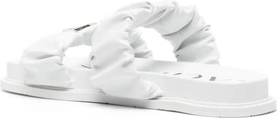 Armani Exchange ruched-detailed logo-plaque slides White