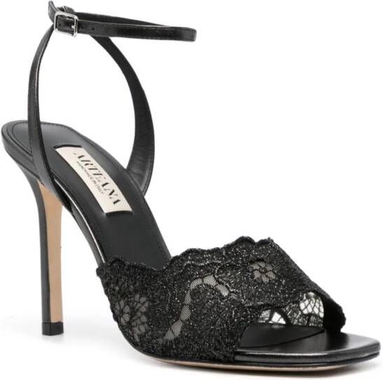 Arteana floral-lace strap 105mm sandals Black
