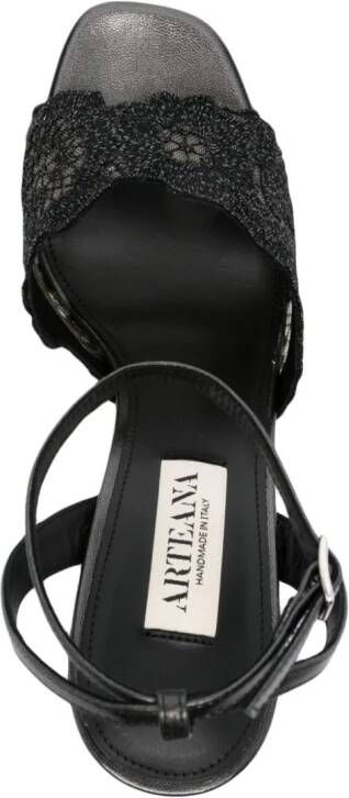 Arteana floral-lace strap 105mm sandals Black