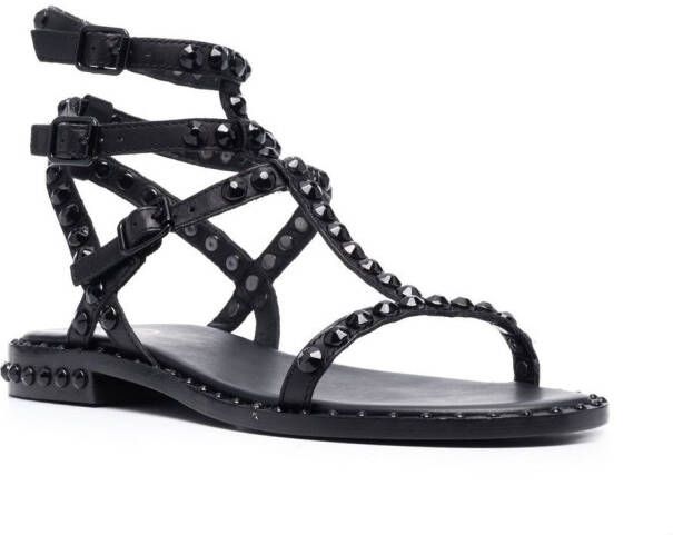 Ash 20mm open-toe studded leather sandals Black