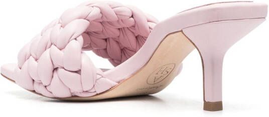 Ash 80mm square-toe braided-strap mules Pink