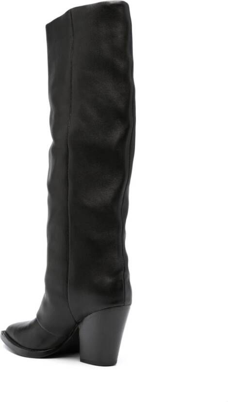 Ash 85mm folded-detail leather boots Black