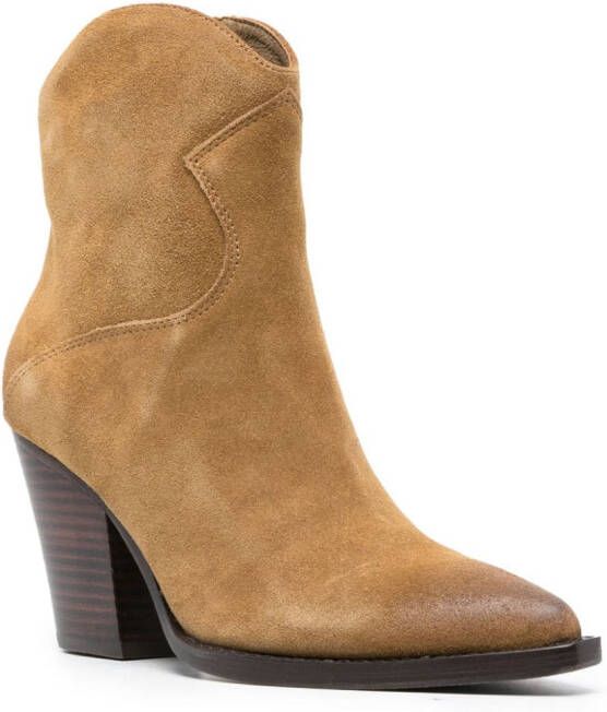 Ash 90mm zipped leather ankle boots Brown