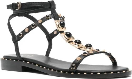Ash bead-embellished leather sandals Black