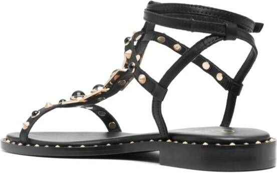 Ash bead-embellished leather sandals Black