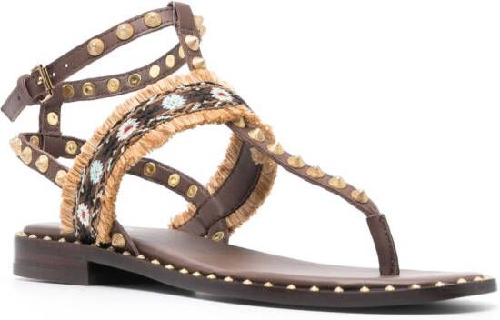Ash bead-embellished leather sandals Brown