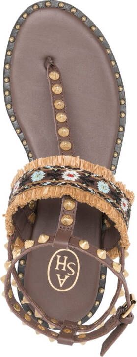 Ash bead-embellished leather sandals Brown