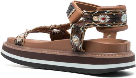 Ash braid-detailing leather sandals Brown