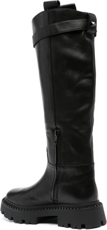 Ash knee-high leather boots Black