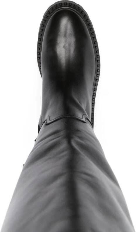 Ash knee-high leather boots Black