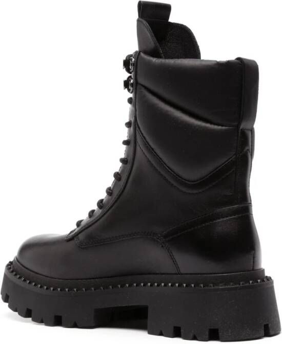 Ash lace-up combat leather boots Black
