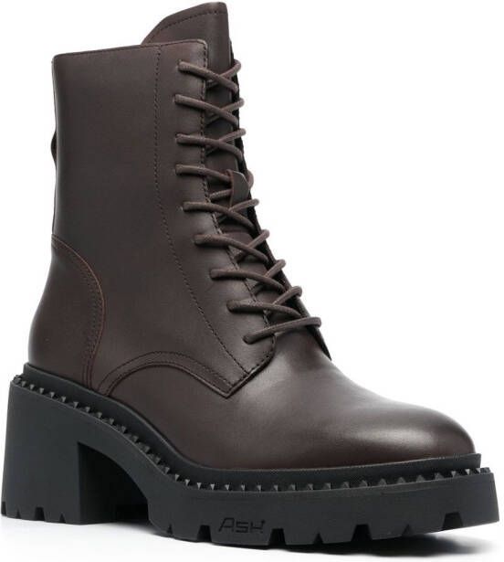 Ash lace-up detail leather boots Brown