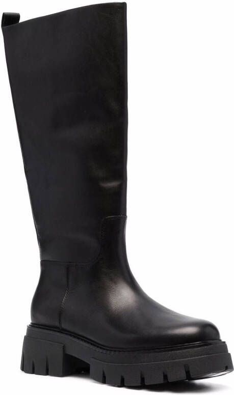 Ash Lucky knee-length leather boots Black
