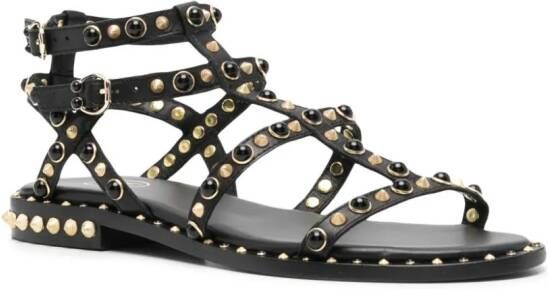 Ash Pepsy leather flat sandals Black