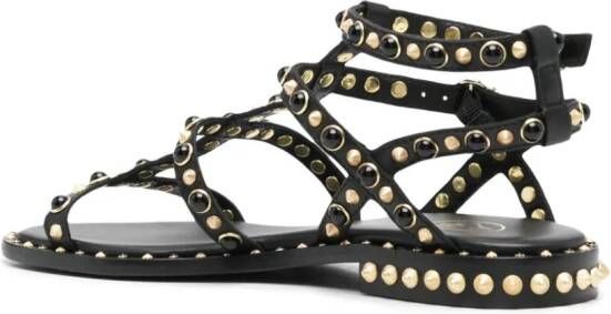 Ash Pepsy leather flat sandals Black