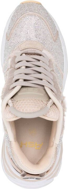 Ash Race rhinestoned lace-up sneakers Neutrals