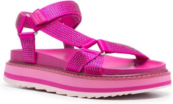 Ash rhinestone flat sandals Pink