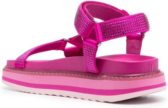 Ash rhinestone flat sandals Pink