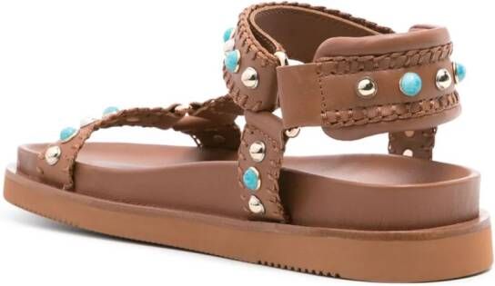 Ash stud-embellished leather sandals Brown