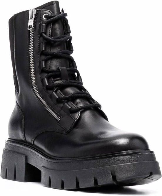 Ash zipped-up combat boots Black