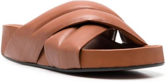 ATP Atelier crossover-strap leather sliders Brown