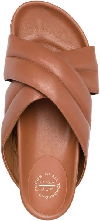 ATP Atelier crossover-strap leather sliders Brown