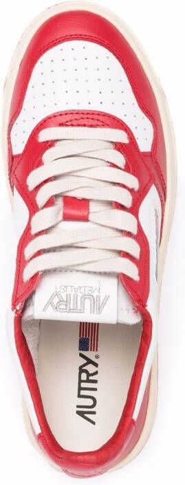Autry contrast-panel leather sneakers Red