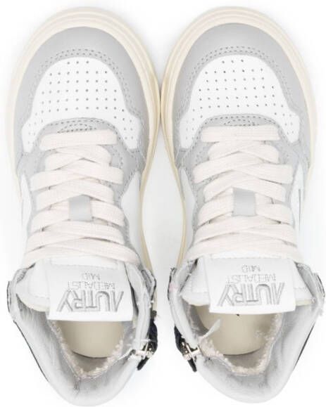 Autry Kids colour-block leather high-top sneakers Grey
