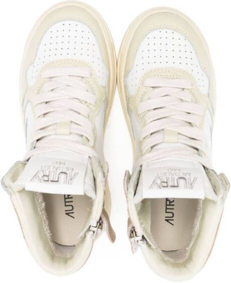 Autry Kids panelled hi-top leather sneakers Neutrals