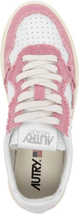 Autry Medalist frayed-trim leather sneakers Pink